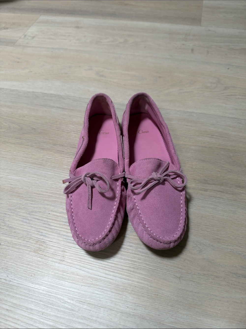 Pink Suede Moccasin Loafers